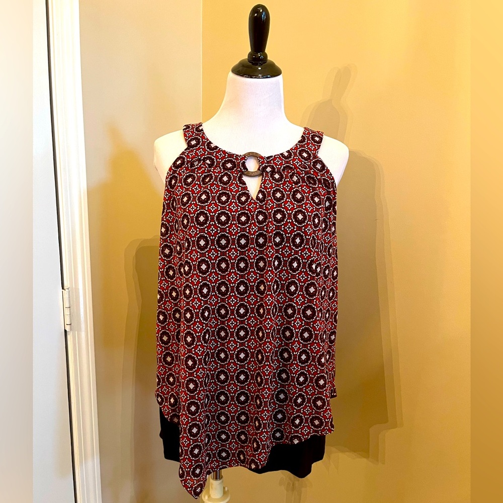 AB Studio red and black layered top Size XL
